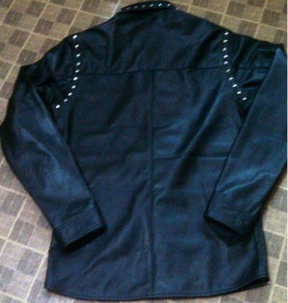 LEATHER SHIRT WITH SILVER STUND