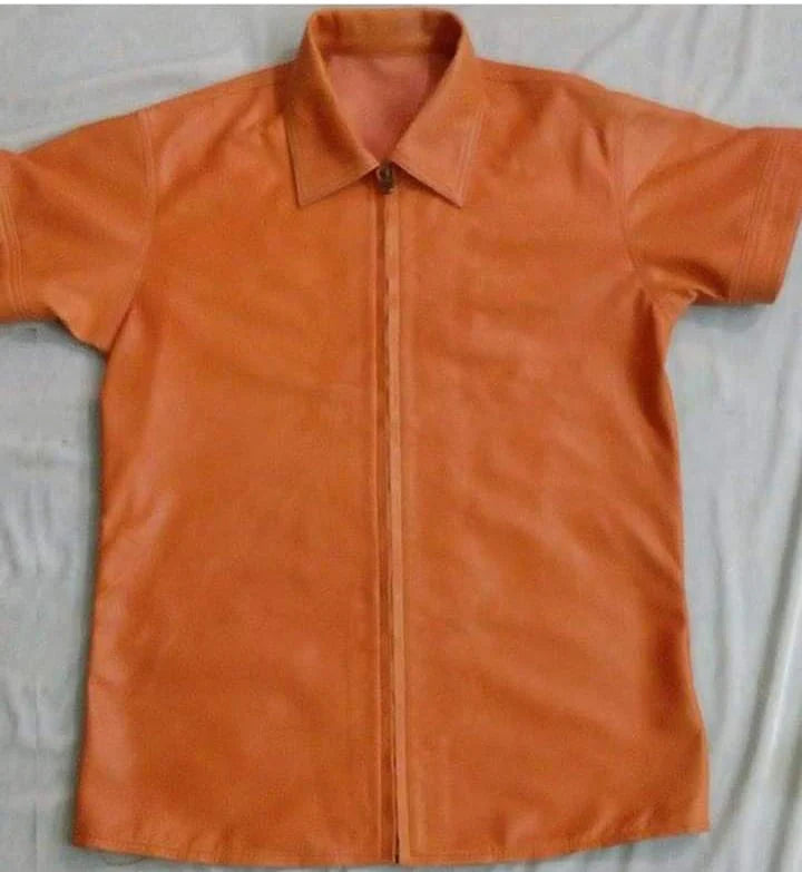 Leather zipper shirt