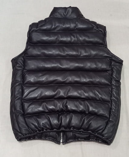 Leather puffy vest