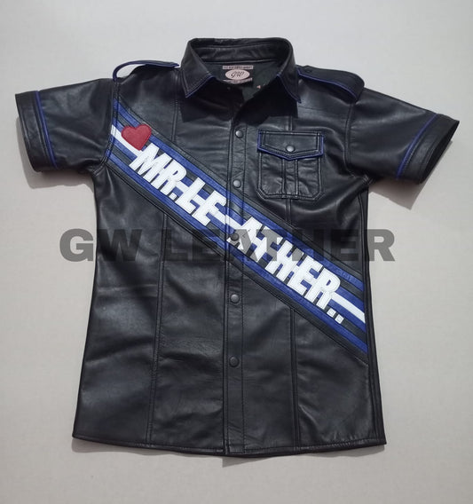 Leather Shirt with Pride Flag.