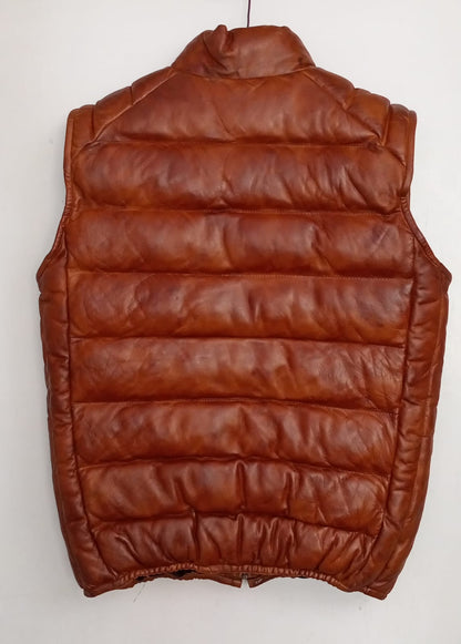 Leather puffy vest