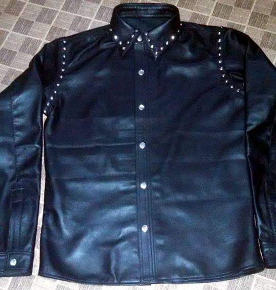 LEATHER SHIRT WITH SILVER STUND