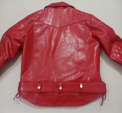 Leather motor biker jacket.