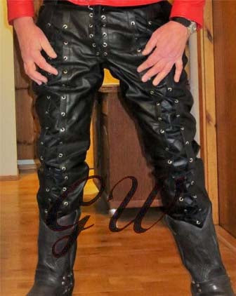 Black leather lasses pant