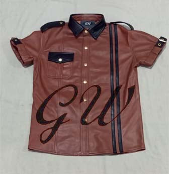 Leather short sleeves shirt