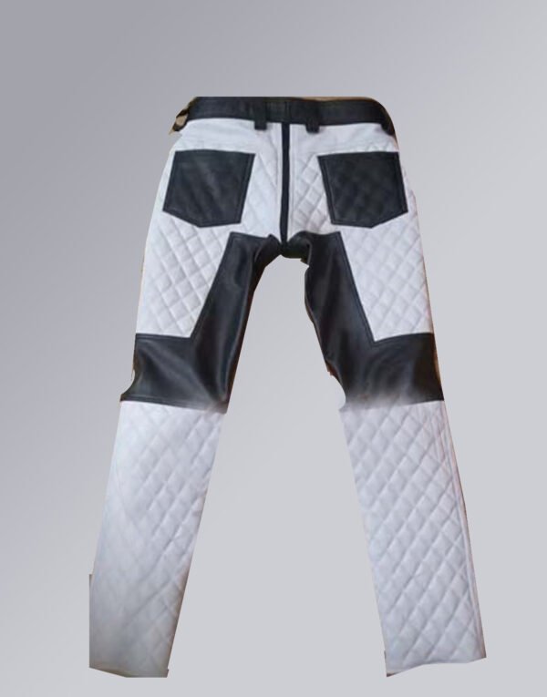 WHITE QUILTED PANT WITH BLACK CONTRAST MODEL NO #P01 - Image 4