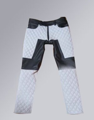 WHITE QUILTED PANT WITH BLACK CONTRAST MODEL NO #P01