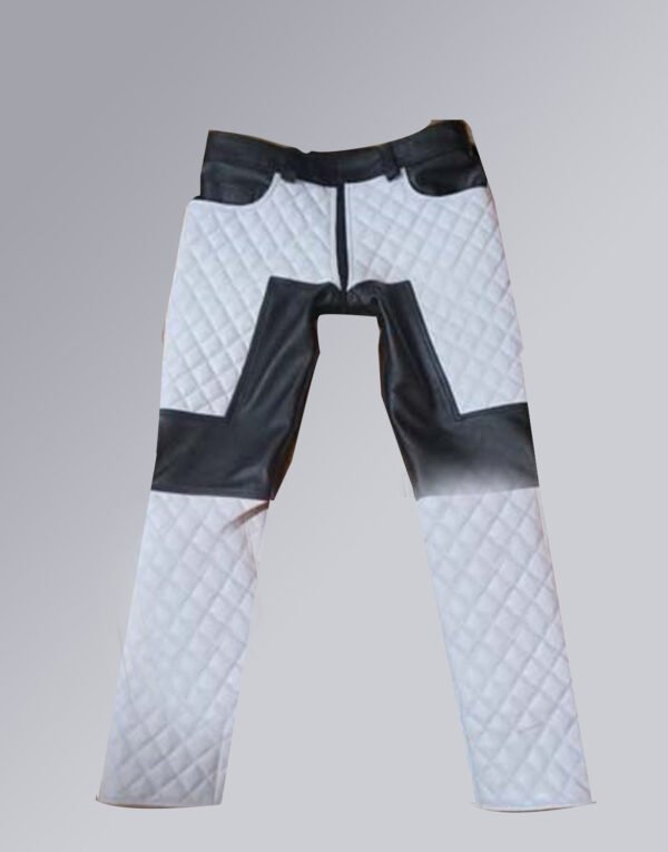 WHITE QUILTED PANT WITH BLACK CONTRAST MODEL NO #P01